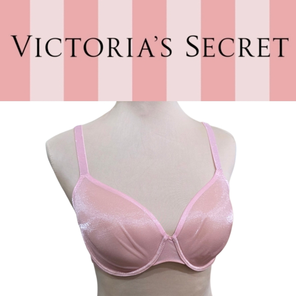 ❤️2/$18 Victoria's Secret Pink Underwire T-Shirt Bra | Shimmer Finish | 34D